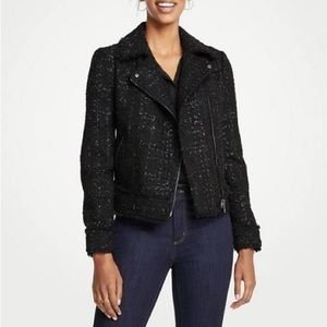 Ann Taylor Black Tweed Moto Jacket | Size 4
